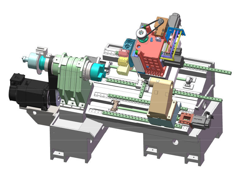 htb50y مخرطة CNC المغزل المزدوج