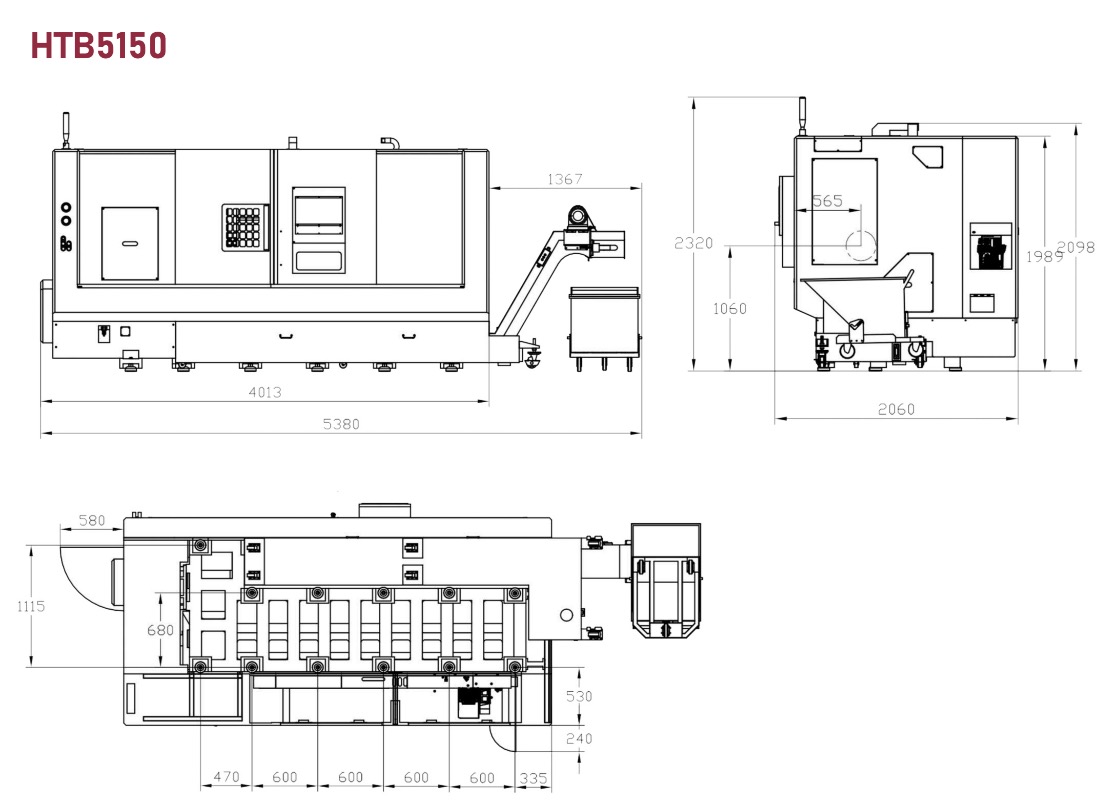 HTB5150 SLANT BED CNC Machine Machine Machine 1022